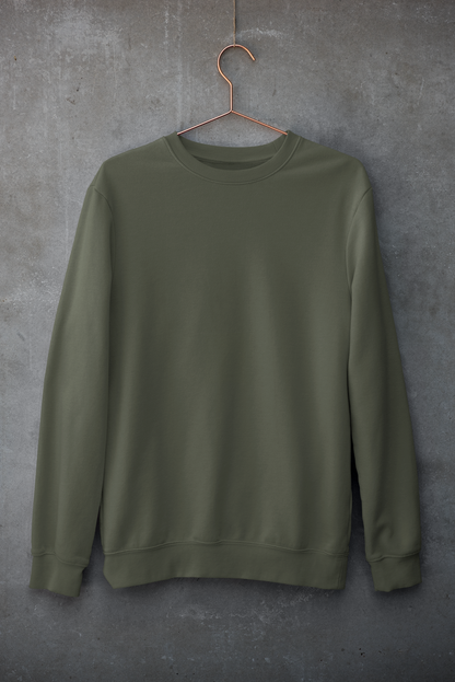 Olive Green Classic Sweatshirt By ELLARISH