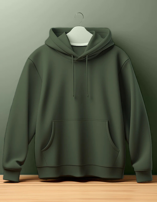 Olive Green Hooded SweatShirt By ELLARISH