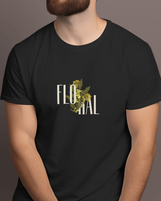 Floral Printed Black T-Shirt By ELLARISH