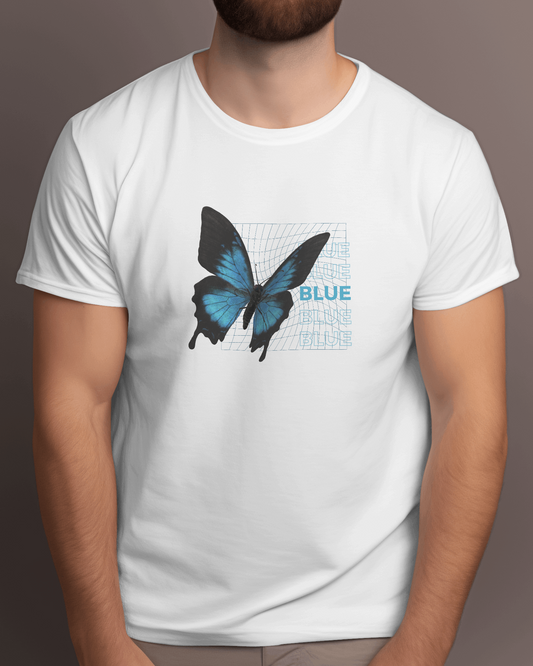 Blue Butterfly Printed T-Shirt By ELLARISH